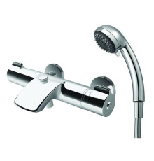 Смеситель для ванны и душа Laufen Curveprime термостатический с ручным душем и шлангом 180 см хром 3.2370.7.004.145.1