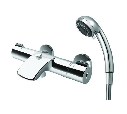 Смеситель для ванны и душа Laufen Curveprime термостатический с ручным душем и шлангом 180 см хром 3.2370.7.004.145.1
