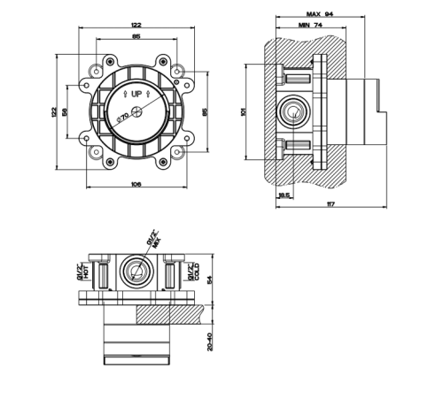 Внутренняя часть встраиваемого однорычажного смесителя Gessi 46112#031