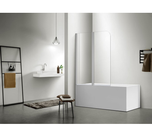 Шторка на ванну Aquanet Delta SBA 10015CH 1000x1500 мм двухэлементная поворотная хром AQ DEL SBA 10015CH