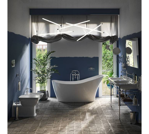 Биде напольное Kerasan Waldorf 55х37 см 1 отверстие белый хром 4121K1bi/cr*1 / 760390