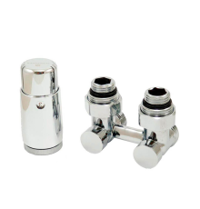 Комплект узла нижнего подключения Schlosser 3/4 x 3/4 50 мм угловой с термоголовкой Mini Хром 600800058