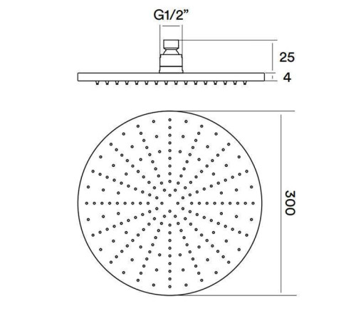 Верхний душ QuadroDesign 30 см матовая сталь SF048-AS