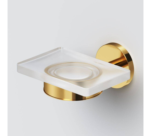 Мыльница стеклянная с настенным держателем AM.PM X-Joy золото A85A34299