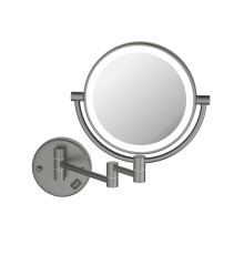 Зеркало косметическое настенное с подсветкой Aquanet 5x увеличение оружейная сталь AQ4912BGM
