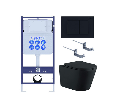Комплект инсталляции 4 в 1 AQUATEK ВЕГА рама INS-0000012 кнопка KDI-0000012 унитаз AQ1905-MB MB-012