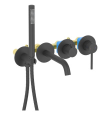 Смеситель для ванны встраиваемый Aquanet Европа внешняя и скрытая часть матовый черный AQ1344MB