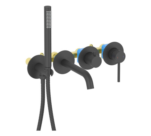 Смеситель для ванны встраиваемый Aquanet Европа внешняя и скрытая часть матовый черный AQ1344MB