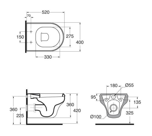 Унитаз подвесной Azzurra Charme 52x40x36 см Bianco lucido CHVKSP000000BI