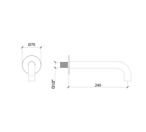 Излив для ванны Almar 24 см настенный круглый латунь брашированная PVD E098007.HB