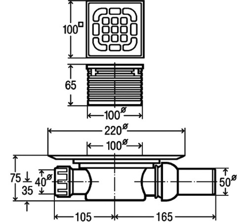 Трап для душа Viega 4935.1 100х100 мм шарнирный отвод 557119