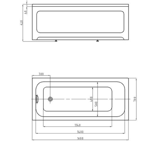 Ванна акриловая Triton Мия 160х70 см прямоугольная MIY160-0000001