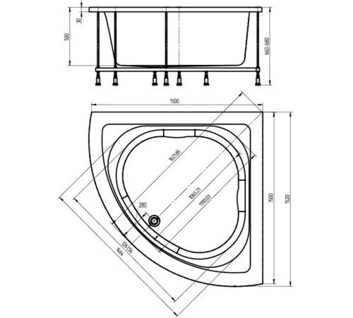 Панель для ванны Радомир Юпитер фронтальная UPT150-0000026
