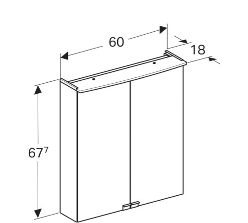 Зеркальный шкаф Geberit Option Basic с подсветкой 600х675х140 мм 500.273.00.1