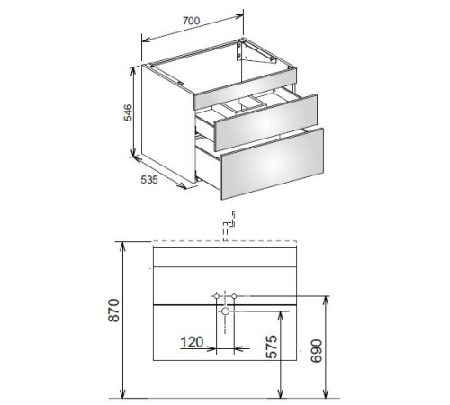 Тумба под раковину KEUCO Edition 400 700x535x546 мм трюфель 31541370000