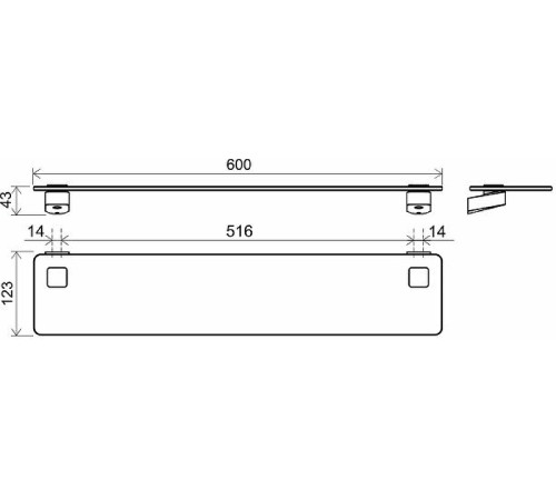 Полка стеклянная RAVAK 10° 64 см черная X07P567