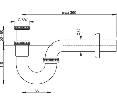 Сифон для умывальника RAVAK U-образный хром X01436