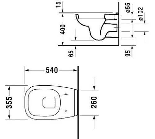 Унитаз подвесной Duravit D-Code 355x545 мм 25350900002