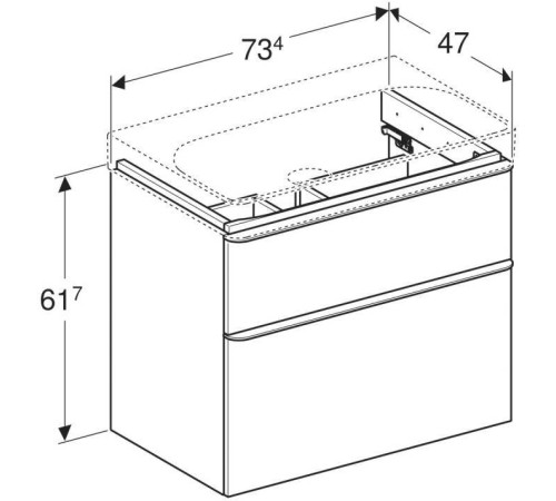 Тумба под раковину Geberit Smyle Square 75 см 2 ящика белый глянец 500.353.00.1