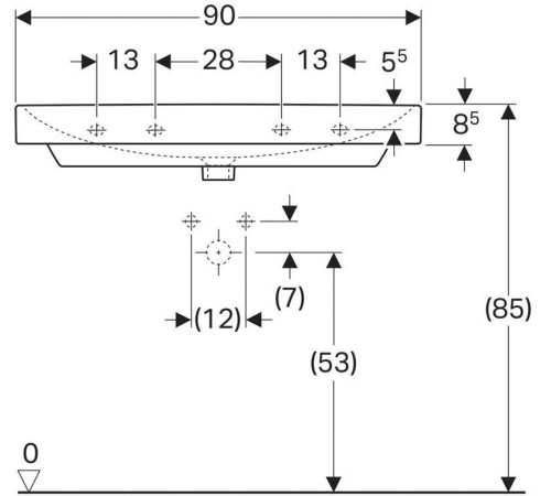 Раковина Geberit Smyle Square 90х48 см с отверстием под смеситель 500.251.01.1