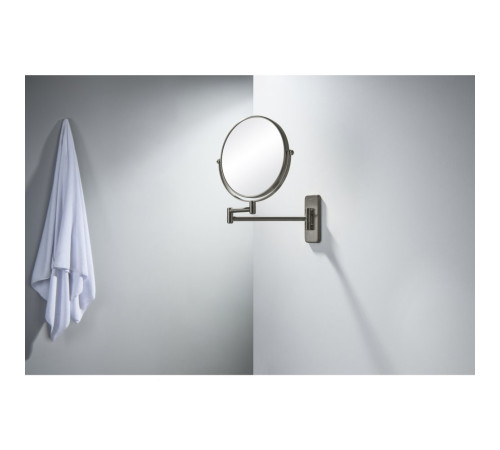 Зеркало косметическое настенное Aquanet 5x увеличение оружейная сталь AQ4911BGM