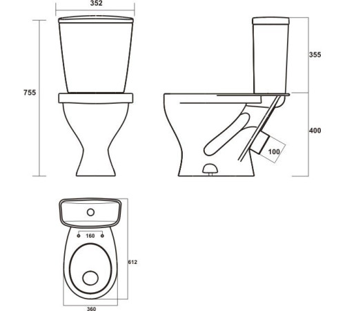 Унитаз-компакт Santek Эталон Стандарт белый WC.CC/Etalon/1-P/WHT.G/S1
