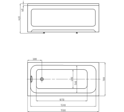 Ванна акриловая Triton Мия 150х70 см прямоугольная MIY150-0000001