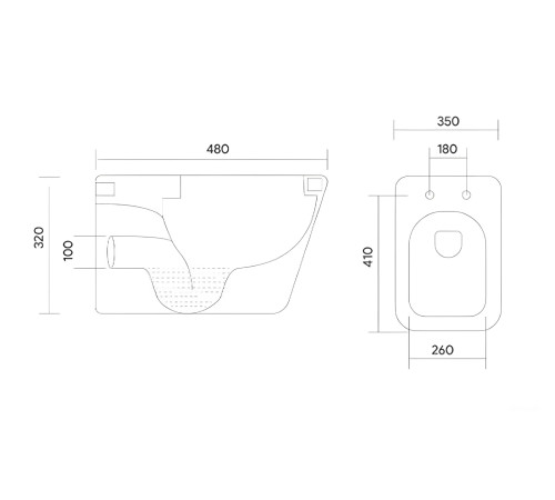 Унитаз подвесной безободковый Aquatek Дельта 480х350х320 мм с сиденьем микролифт AQ1911-00