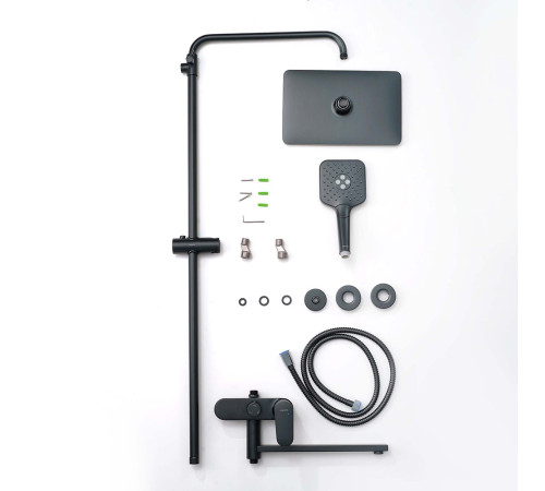 Душевая система со смесителем для ванны Aquatek Ника 300х193 мм матовый черный AQ2840MB