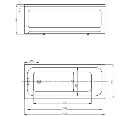 Ванна акриловая Triton Мия 140х70 см прямоугольная MIY140-0000001