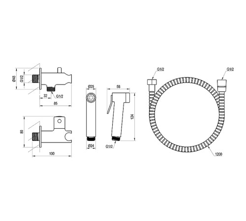 Гигиенический душ с запорным вентилем RAVAK BM 040.01 X070166