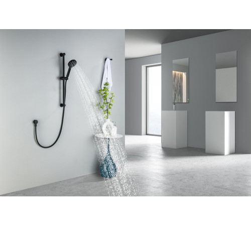 Душевой гарнитур Aquanet Оберон 3jet 65 см матовый черный AQ2016MB