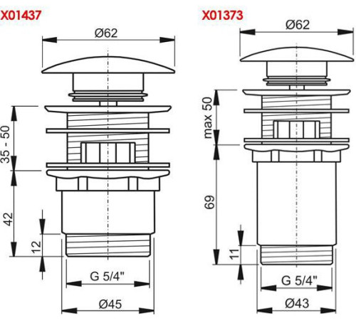 Слив для умывальника RAVAK Click-Clack X01373