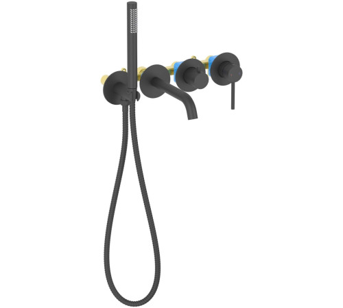 Смеситель для ванны встраиваемый Aquanet Европа внешняя и скрытая часть матовый черный AQ1344MB