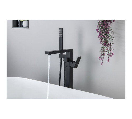 Смеситель для ванны Aquanet Libra напольный черный матовый AQ1645MB