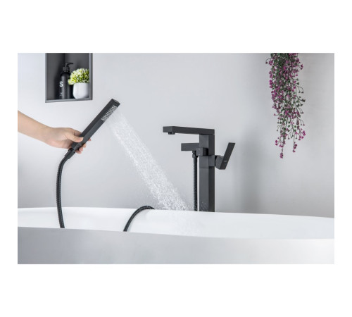 Смеситель для ванны Aquanet Libra напольный черный матовый AQ1645MB