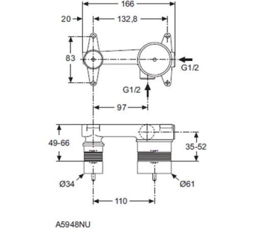 Скрытая часть смесителя для раковины Ideal Standard A5948NU