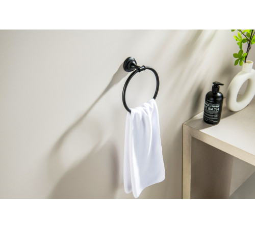 Полотенцедержатель кольцо Aquanet Классик матовый черный AQ4512MB