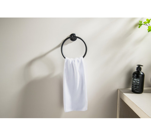 Полотенцедержатель кольцо Aquanet Классик матовый черный AQ4512MB