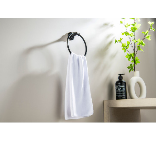 Полотенцедержатель кольцо Aquanet Классик матовый черный AQ4512MB