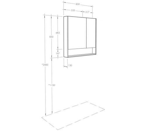 Зеркальный шкаф Aquaton Сканди 90 Белый / Дуб Верона 1A252302SDB20