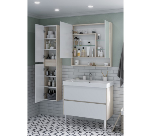 Зеркальный шкаф Aquaton Сканди 90 Белый / Дуб Верона 1A252302SDB20