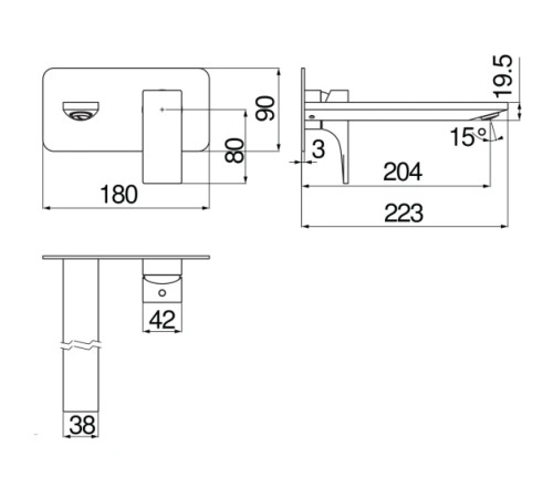 Смеситель для раковины Seven настенный внешняя часть SE124198/1CR