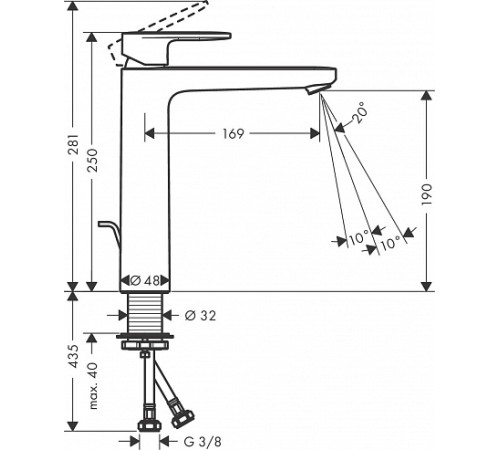 Смеситель для раковины hansgrohe Vernis Blend 190 71552000