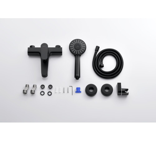 Смеситель для ванны Aquanet Oberon с душевым набором 3jet матовый черный AQ1249MB