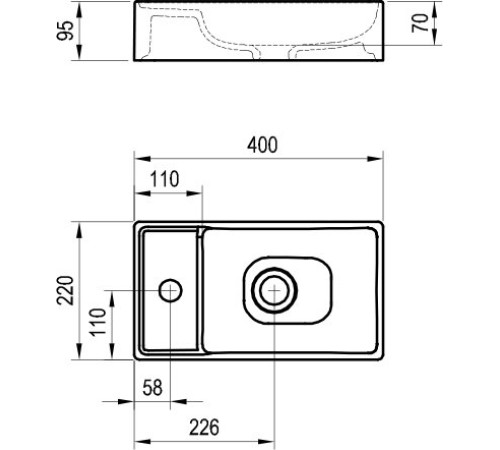 Умывальник RAVAK Veda Slim 400 400x190 мм керамический белый XJX01240000