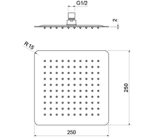 Верхний душ Aquanet AQ2072MB квадратный 250х250х2 мм матовый черный AQ2072MB