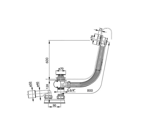 Сточный комплект для ванн RAVAK удлиненный 800 мм хром X01318