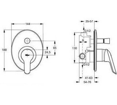 Смеситель для ванны Ideal Standard Balance встраиваемый внешняя часть A6997AA
