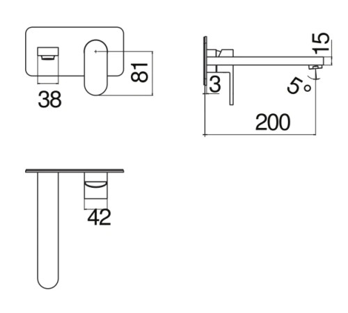 Смеситель для раковины UP настенный внешняя часть хром UP94198/1CR